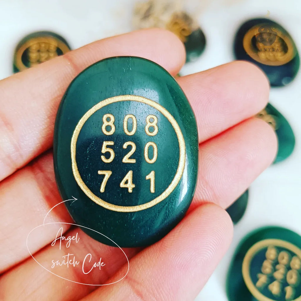 Abundance Number Green Jade Cabochon