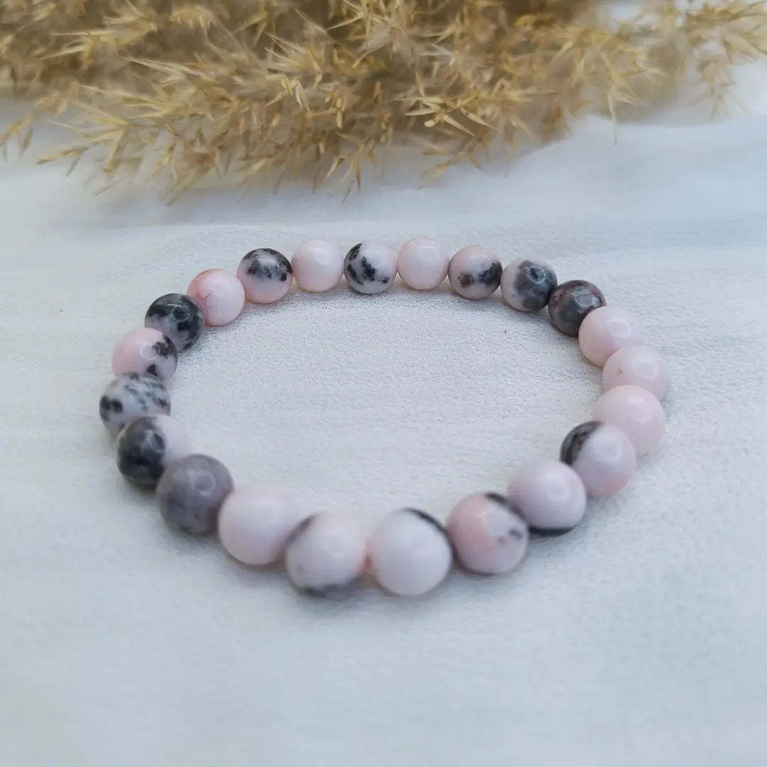 Pink Zebra Jasper Crystal Bracelet