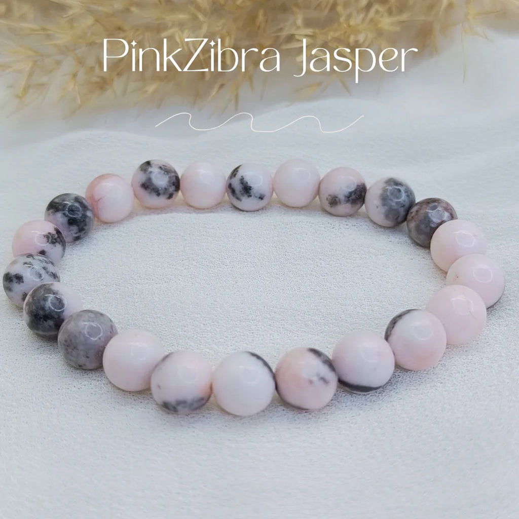 Pink Zebra Jasper Crystal Bracelet