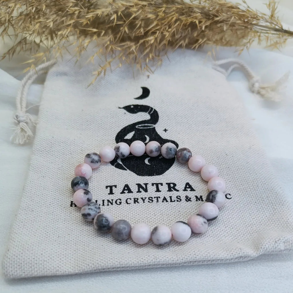 Pink Zebra Jasper Crystal Bracelet