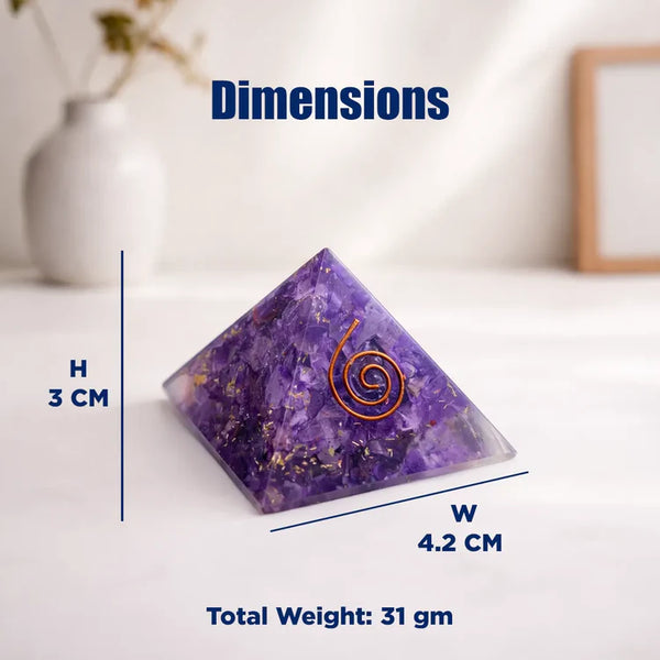 Natural Amethyst Crystal Pyramid – Healing Energy Pyramid for Calm Mind, Focus