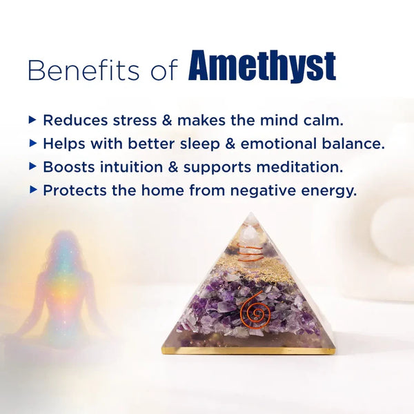 Amethyst Crystal Pyramid – Natural Healing Crystal Pyramid for Calm, Meditation