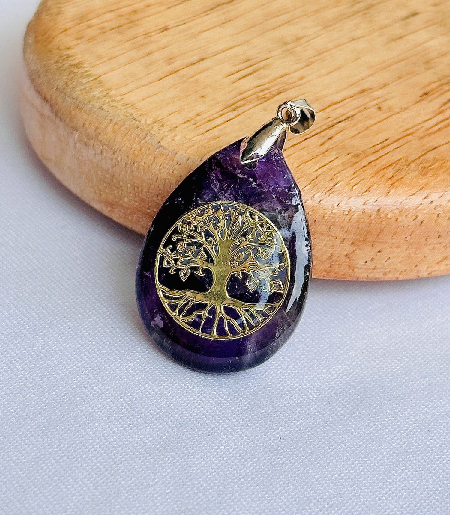 Amethyst Stone Tree of Life Pendant for Growth & Healing