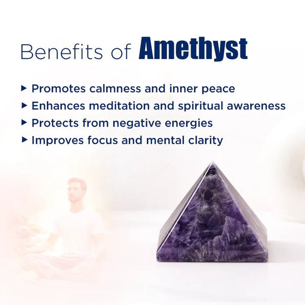 Amethyst Small Pyramid – Natural Healing Crystal Pyramid for Peace, Protection & Focus