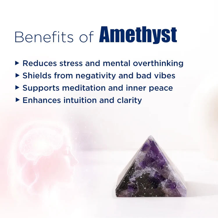 Amethyst Pyramid Small – Natural Healing Crystal Pyramid for Peace, Protection