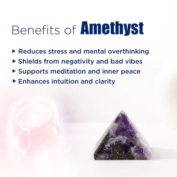 Amethyst Pyramid Small – Natural Healing Crystal Pyramid for Peace, Protection