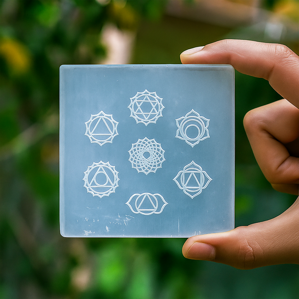 7 Chakra Selenite Plate – Perfect for Crystal Charging & Cleansing
