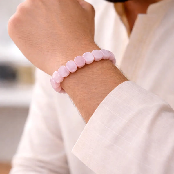 Rose Quartz Emerald Cut Bracelet for Self-Love & Emotional Healing