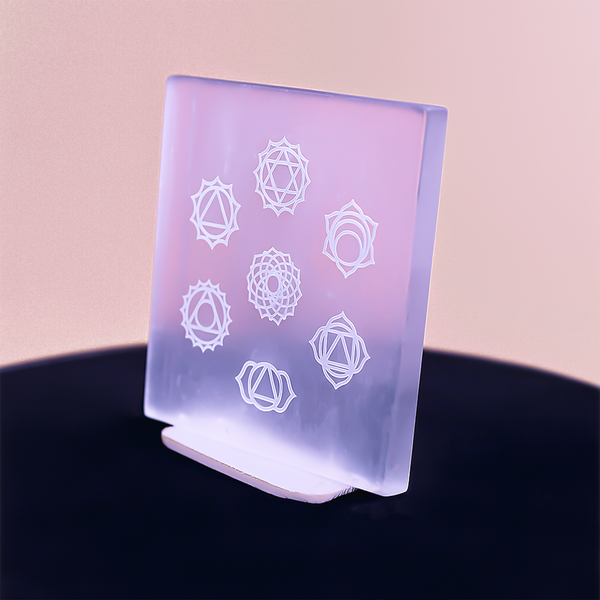 7 Chakra Selenite Plate – Perfect for Crystal Charging & Cleansing