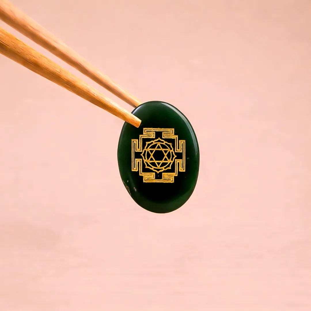 Green Jade Maha Laxmi Coin with Shriyantra – Abhimantrit for Wealth