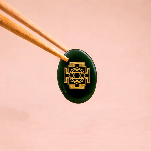 Green Jade Maha Laxmi Coin with Shriyantra – Abhimantrit for Wealth