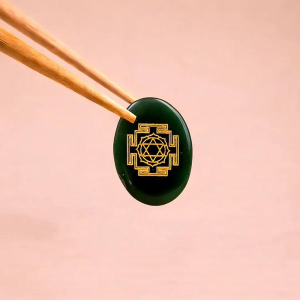 Green Jade Maha Laxmi Coin with Shriyantra – Abhimantrit for Wealth