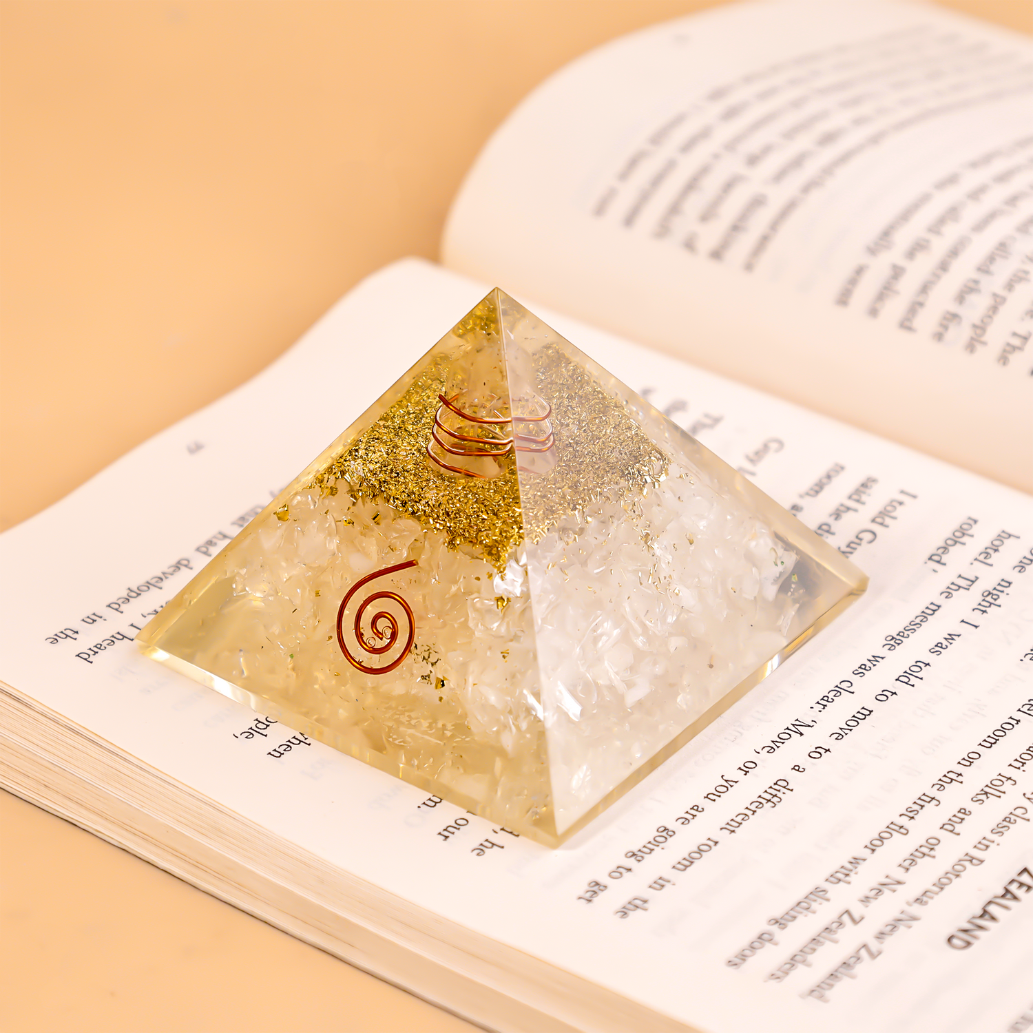 Selenite Pyramid with Shri Yantra