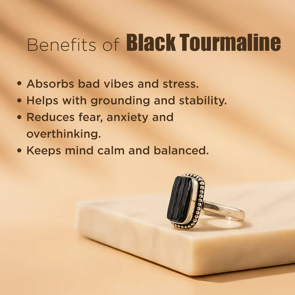 Black Tourmaline Ring: Protect from Psyhic attacks & Negative Engery