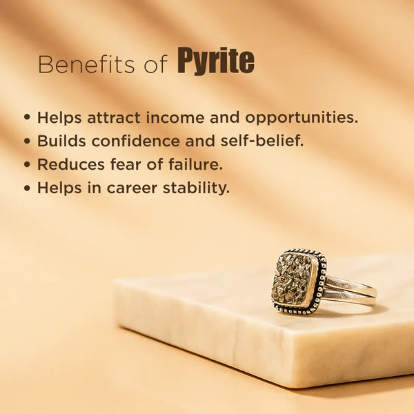 Pyrite Square Ring – Power Symbol for Wealth, Confidence & Protection