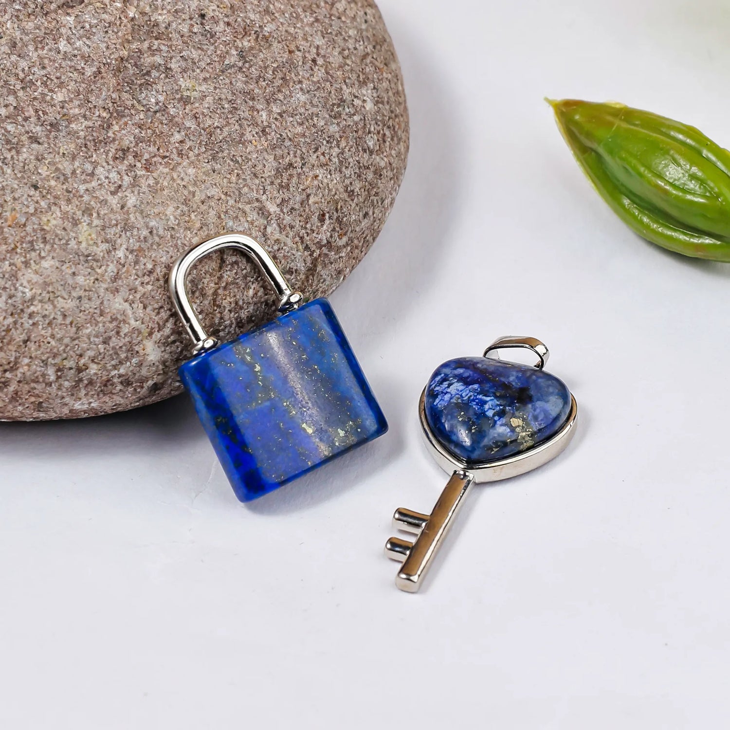 Lapis Lazuli Lock And Key Pendant