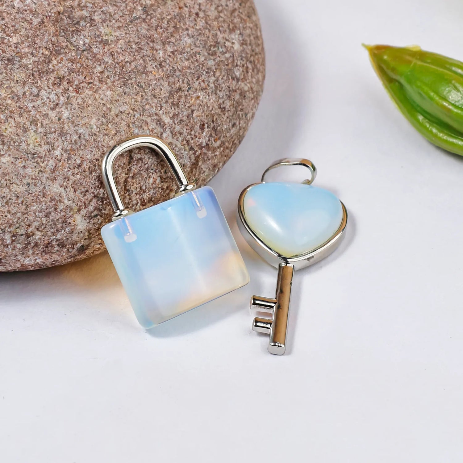 Opalite Lock And Key Pendant