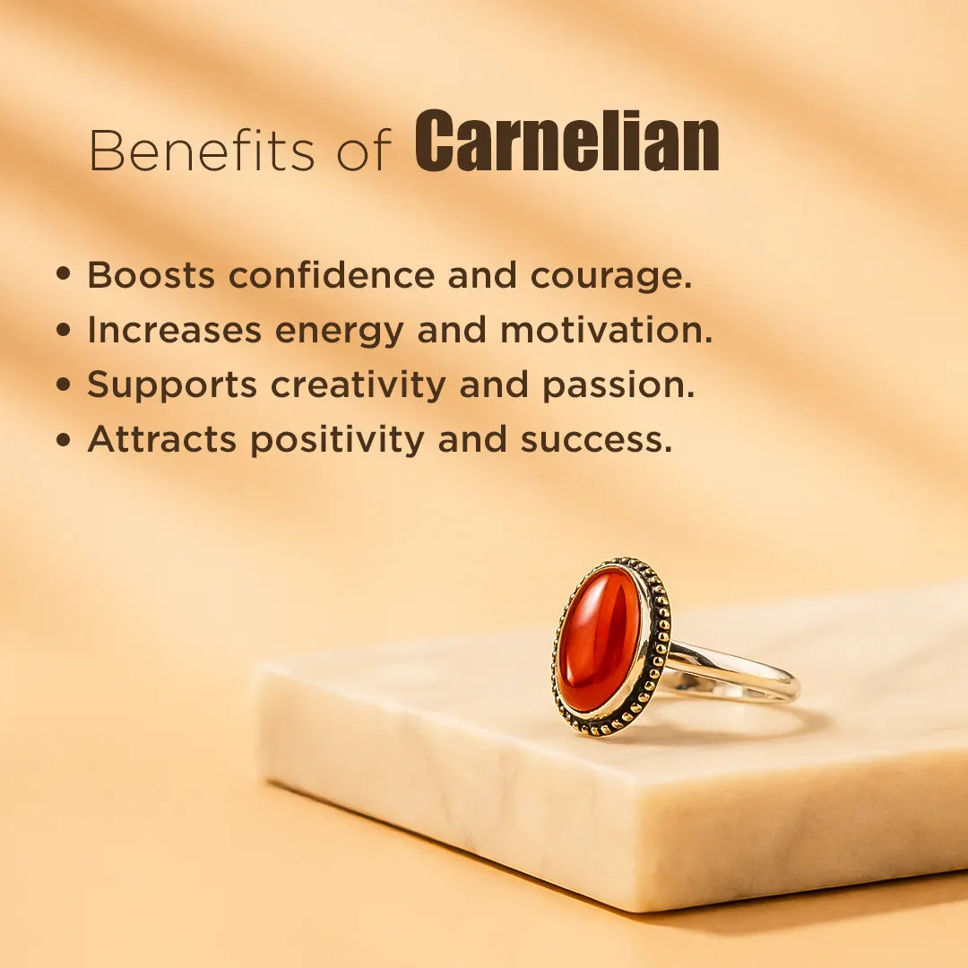 Carnelian Oval Ring: Supports in Achieving Goals