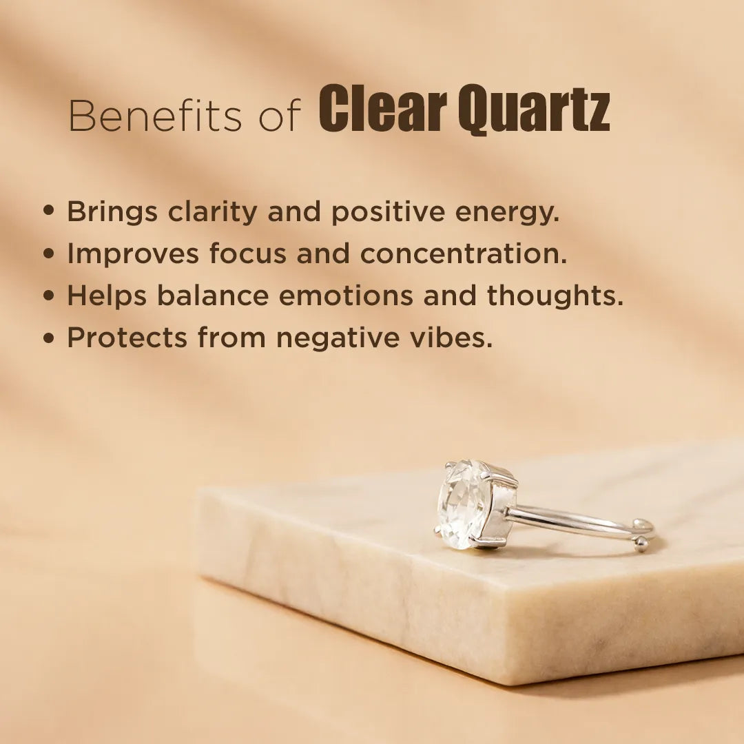Clear Quartz Ring: Removes Depression, Anger & Anxiety