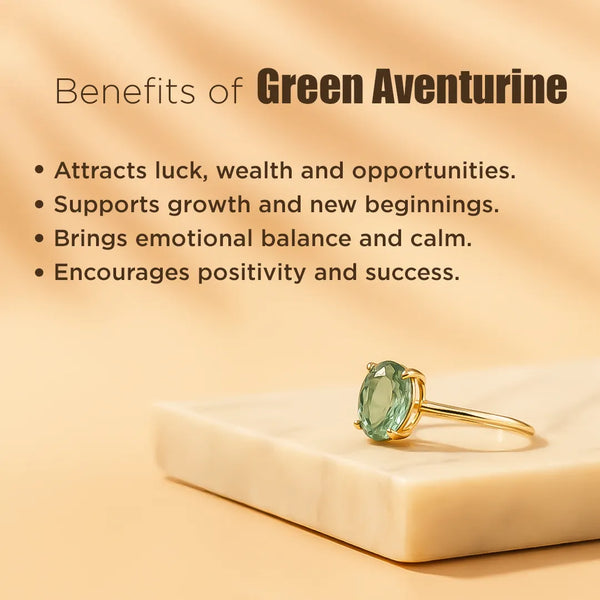 Green Aventurine Ring: Promotes Wealth Attraction & Money Growth
