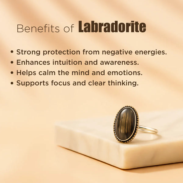 Labradorite Ring: Enhances Intuition and Psychic Abilities