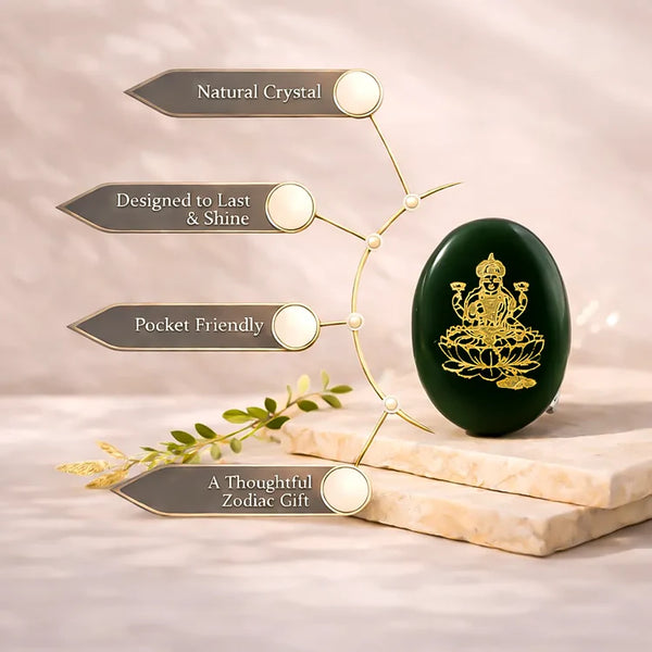 Green Jade Maha Laxmi Coin with Shriyantra – Abhimantrit for Wealth