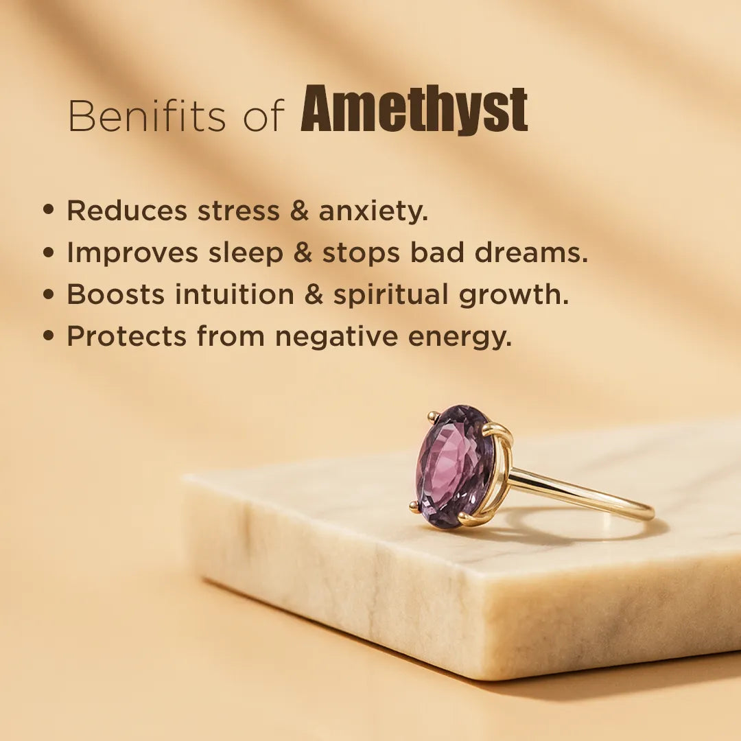 Amethyst Ring: Attract Luck, Enhance Intuition, Improve Health & Skin