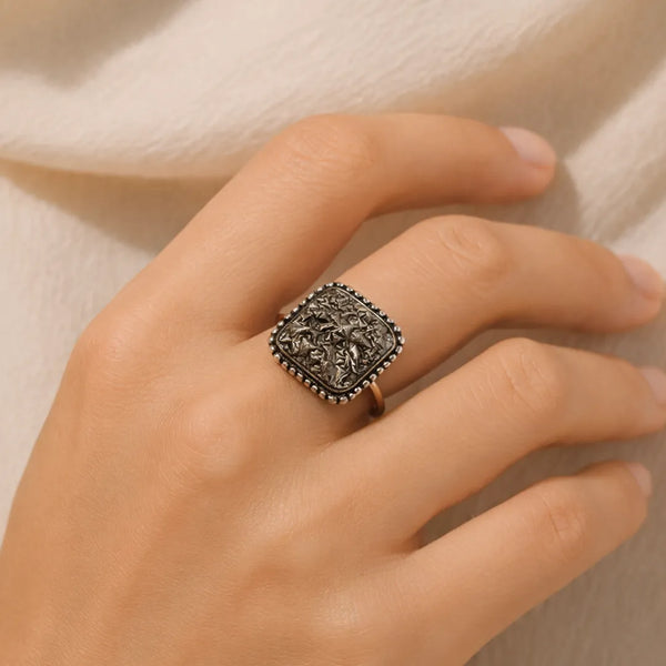 Pyrite Square Ring – Power Symbol for Wealth, Confidence & Protection