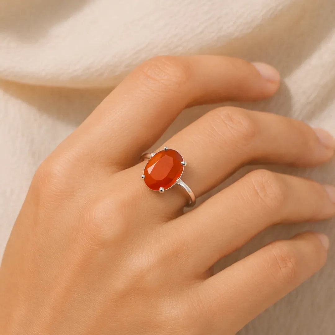 Elegant Carnelian Ring – Certified Stone for Vitality, Confidence & Wellness