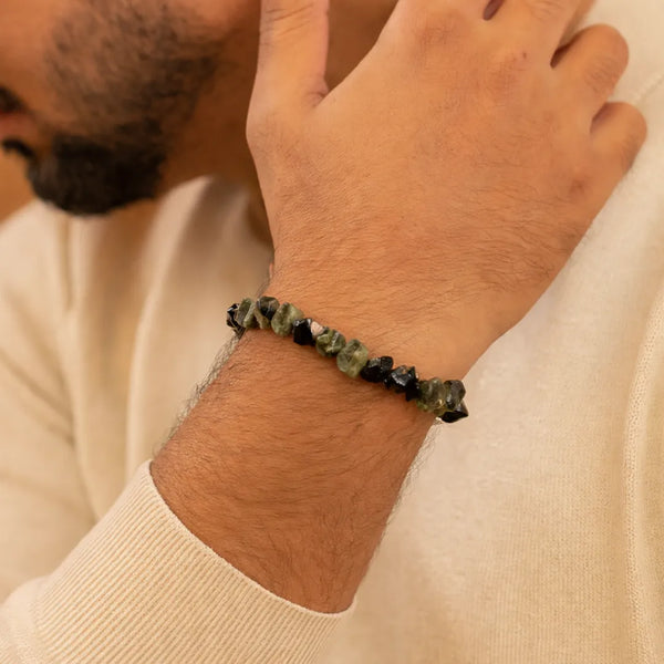 Green Tourmaline Uncut Bracelet for Healing, Balance & Positive Energy