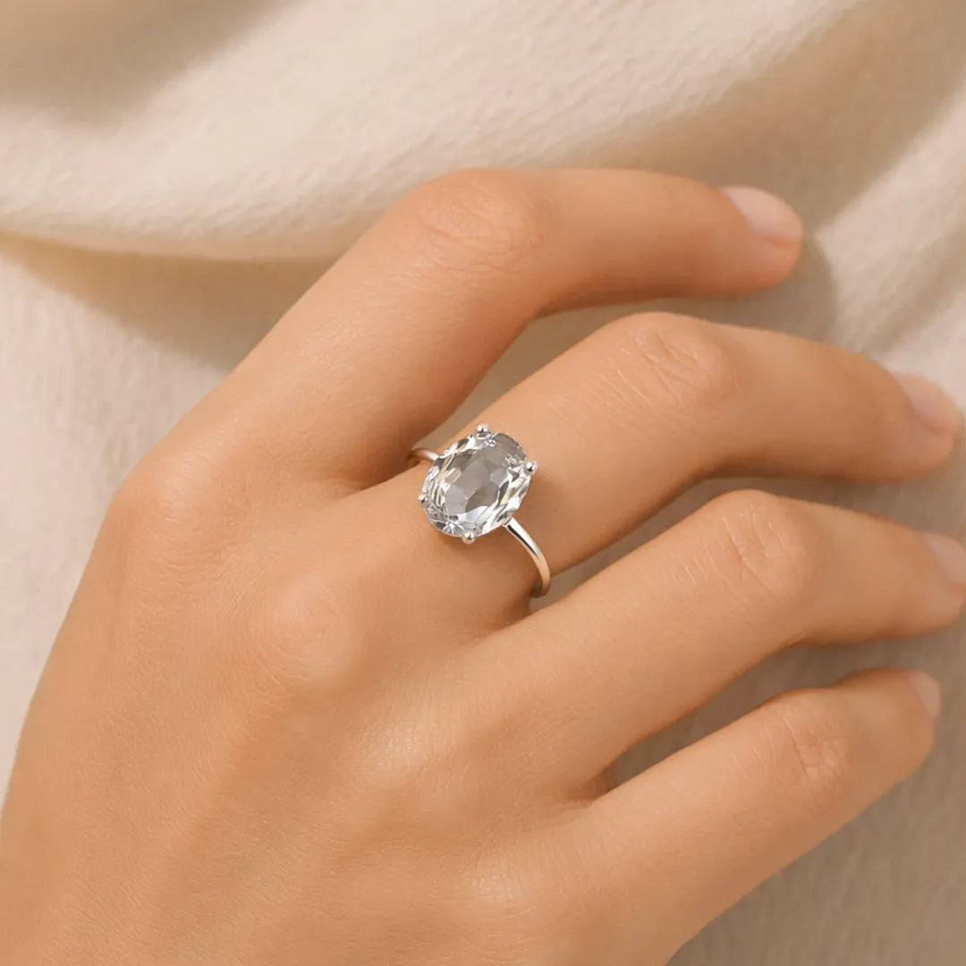 Clear Quartz Ring: Removes Depression, Anger & Anxiety