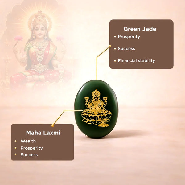 Green Jade Maha Laxmi Coin with Shriyantra – Abhimantrit for Wealth