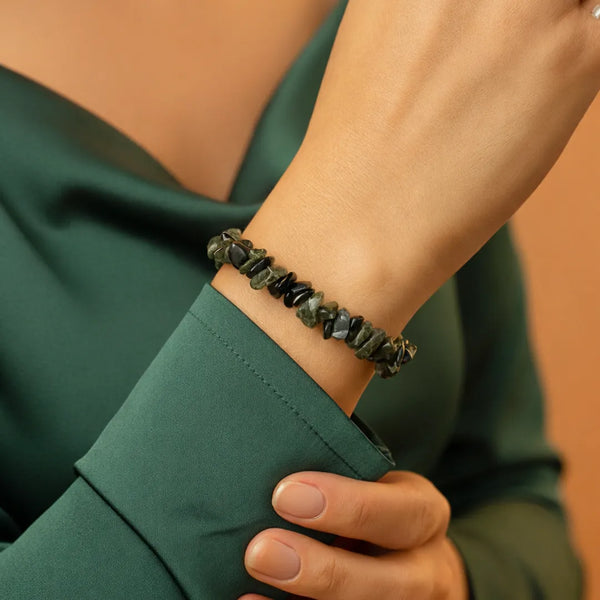 Green Tourmaline Uncut Bracelet for Healing, Balance & Positive Energy