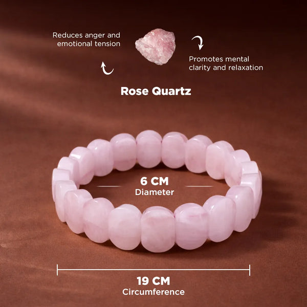 Rose Quartz Emerald Cut Bracelet for Self-Love & Emotional Healing