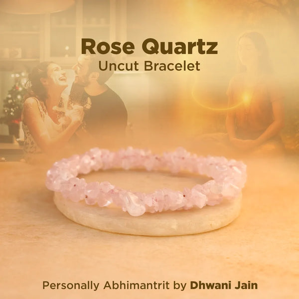 Rose Quartz Uncut Crystal Bracelet for Love & Emotional Healing