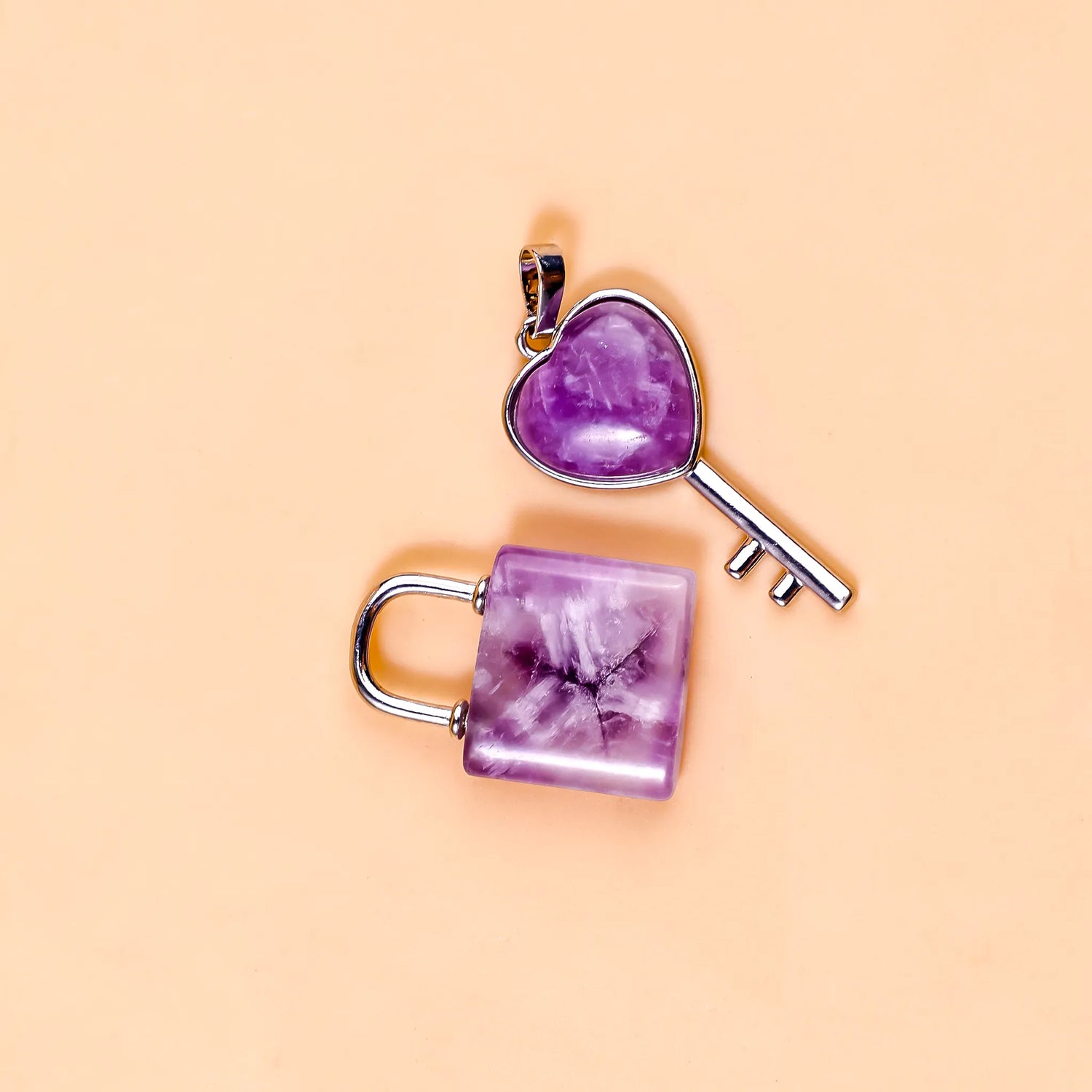 Amethyst Lock And Key Pendant: Emotional Healing & Stress Relief