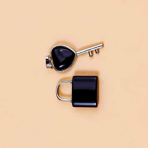 Black Obsidian Lock And Key Pendant