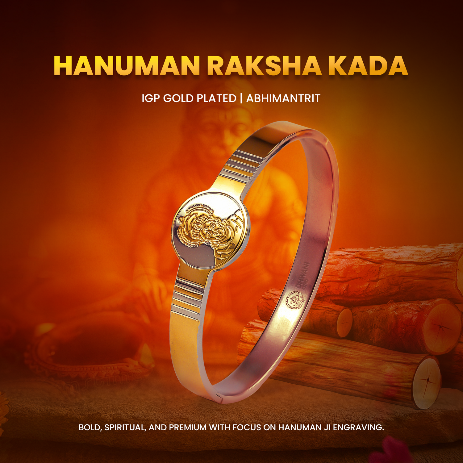 Hanuman Raksha Kada – IGP Gold Plated Spiritual Kada for Protection