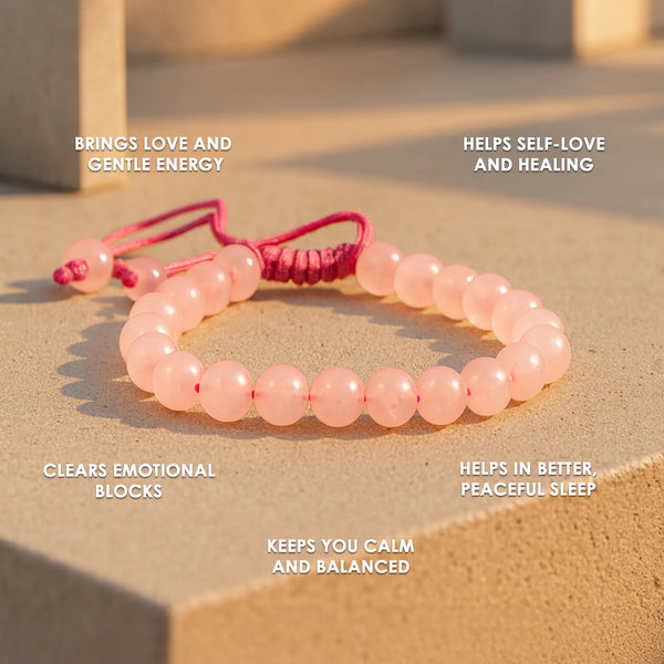 Rose Quartz Thread Bracelet for Love, Relationship & Emotional Healing