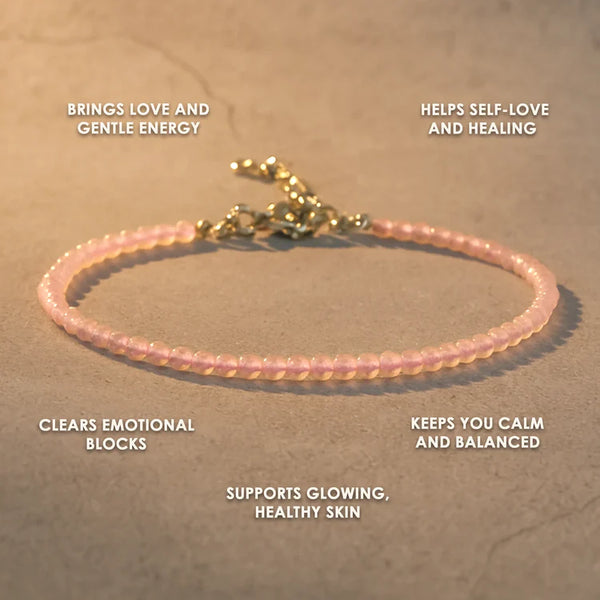 Rose Quartz Diamond Cut Anklet: Improve Love, Relationship & Emotional Connection
