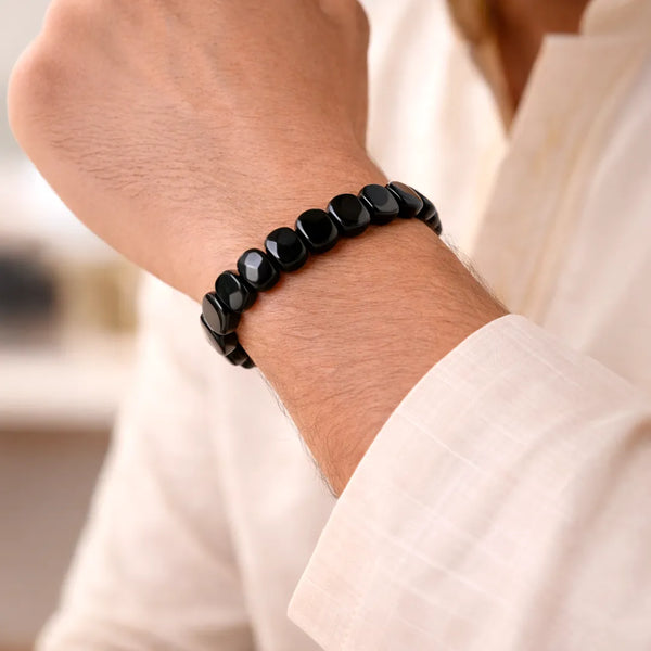 Black Obsidian Emerald Cut Bracelet for Protection & Emotional Release