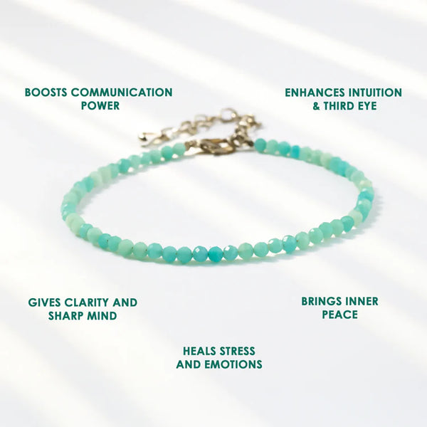 Amazonite Diamond Cut Anklet: Enhances Love, Calms Your Mind, Beautifies Skin
