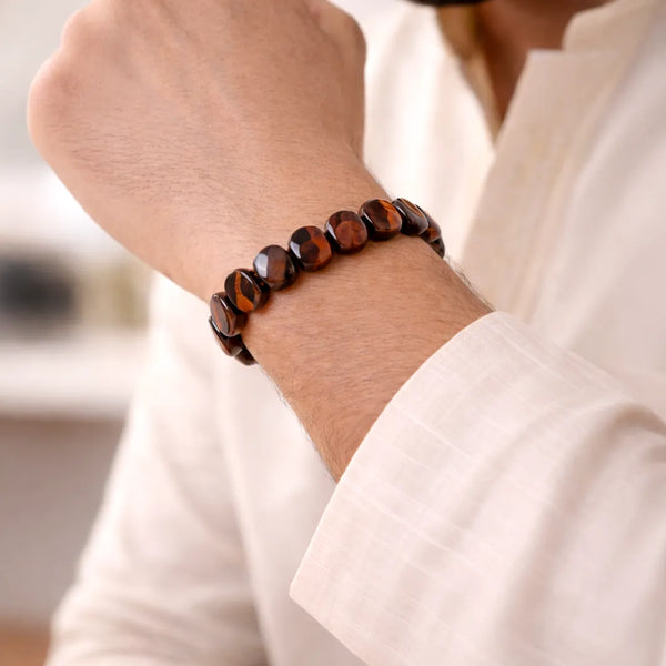 Red Tiger Eye Emerald Cut Bracelet – Confidence Power & Action Energy