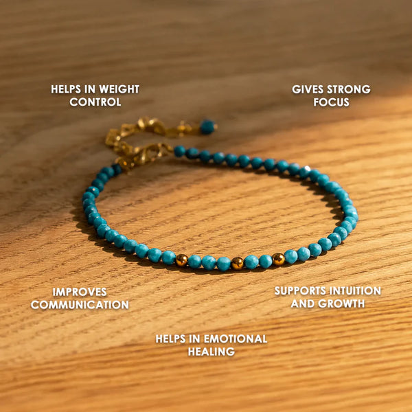 Turquoise Diamond Cut Anklet: Strengthens Communication & Confidence