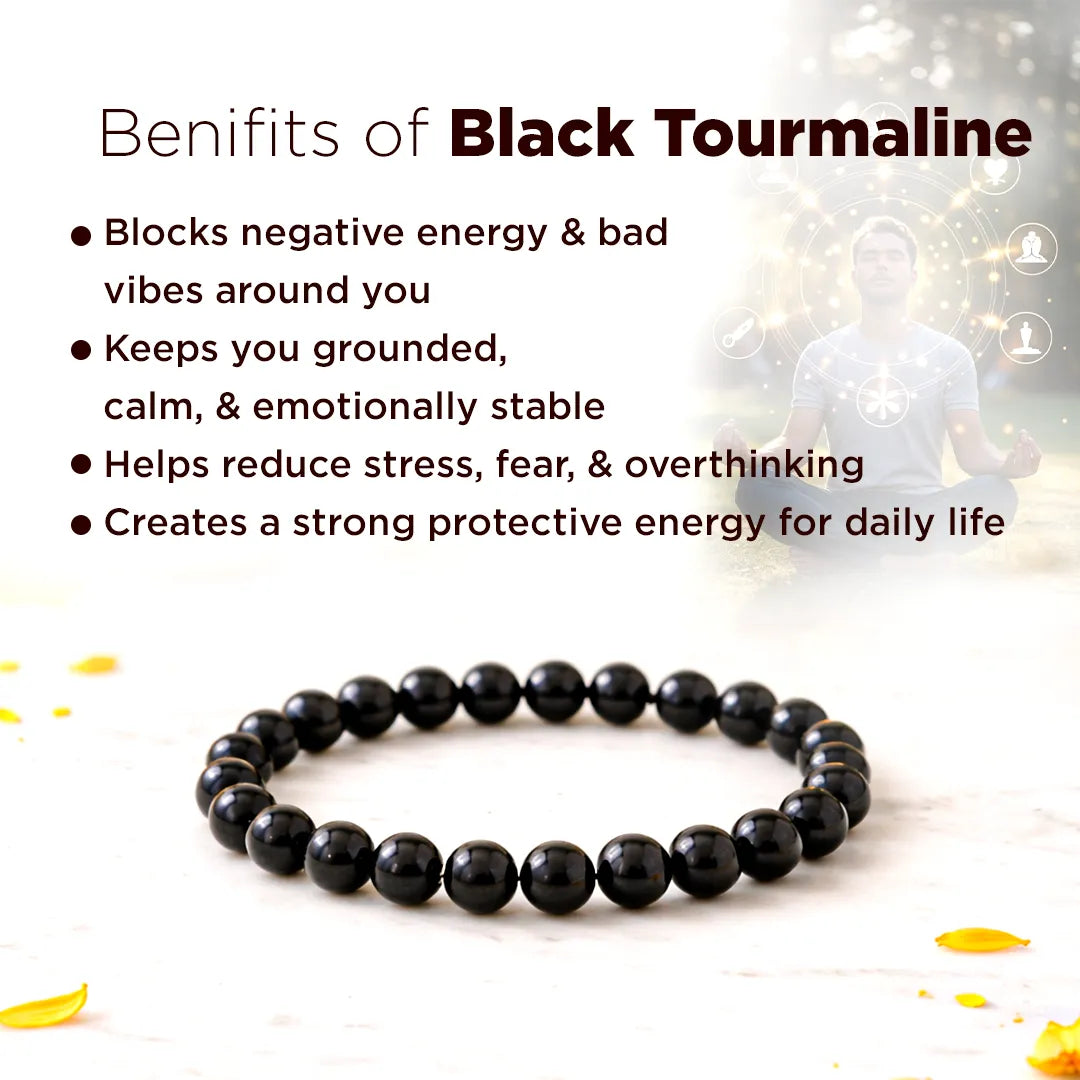 Black Tourmaline Bracelet for Protection, Grounding & Stress Relief