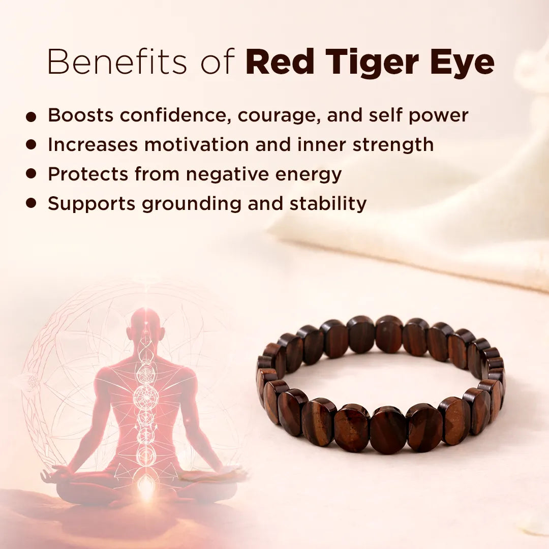 Red Tiger Eye Emerald Cut Bracelet – Confidence Power & Action Energy