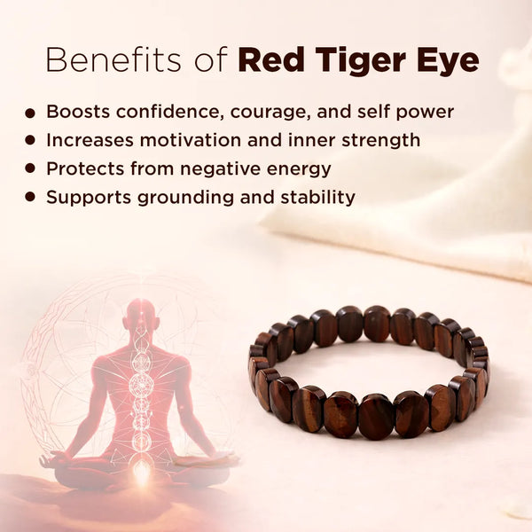 Red Tiger Eye Emerald Cut Bracelet – Confidence Power & Action Energy