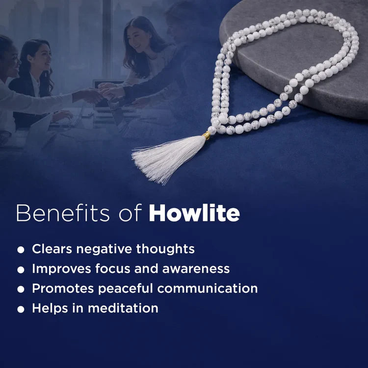 Howlite Crystal Mala – Peace, Focus & Meditation Mala