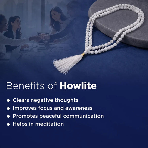 Howlite Crystal Mala – Peace, Focus & Meditation Mala