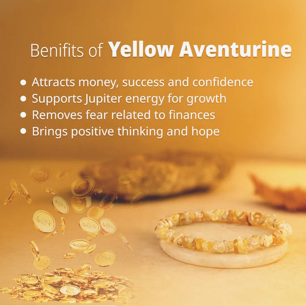 Yellow Aventurine Uncut Crystal Bracelet for Confidence, Positivity & Growth